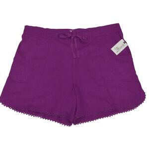 TERRA & SKY Purple Soft Shorts W/Trim Elastic Back, Waist Pockets -Size: 5X